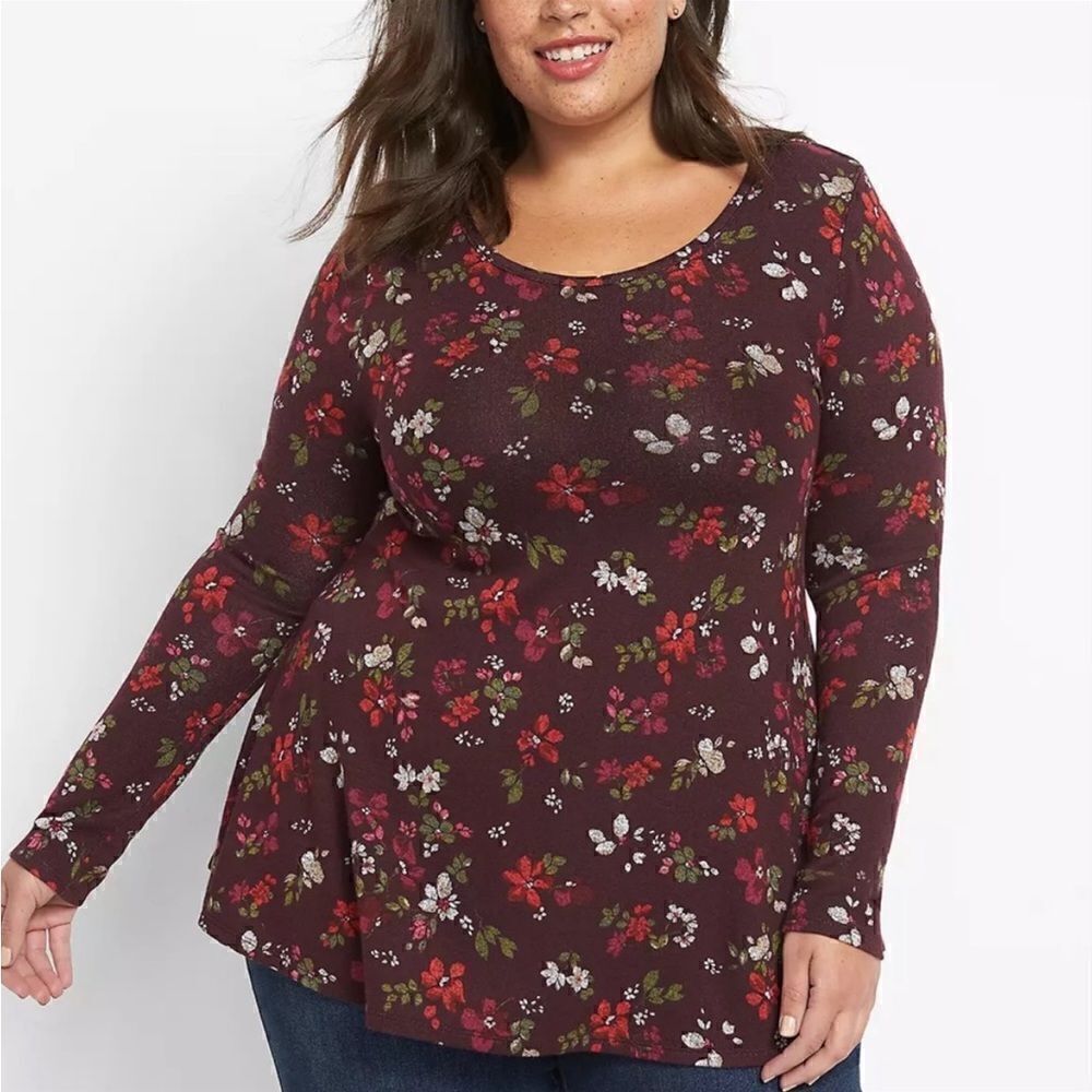 Lane Bryant Long Sleeve Scoop Neck Fit Flare Hacci Top Size 18 / 20 NWT